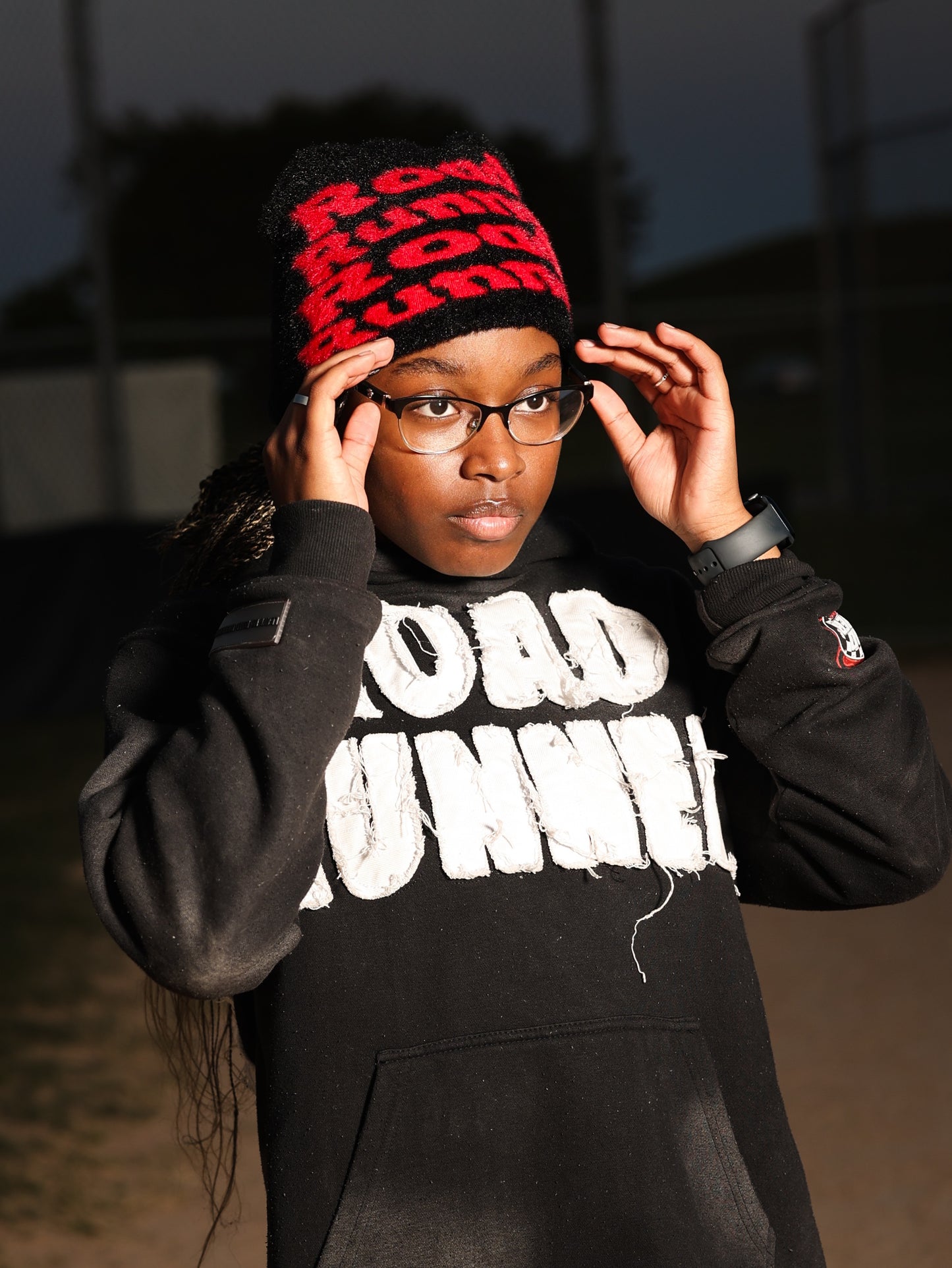 Black & Red Mohair Beanie